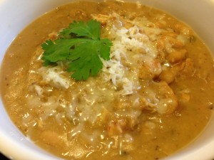 White Chicken Chili with Shredded Monterey Jack (Photo Credit: Adroit Ideals)