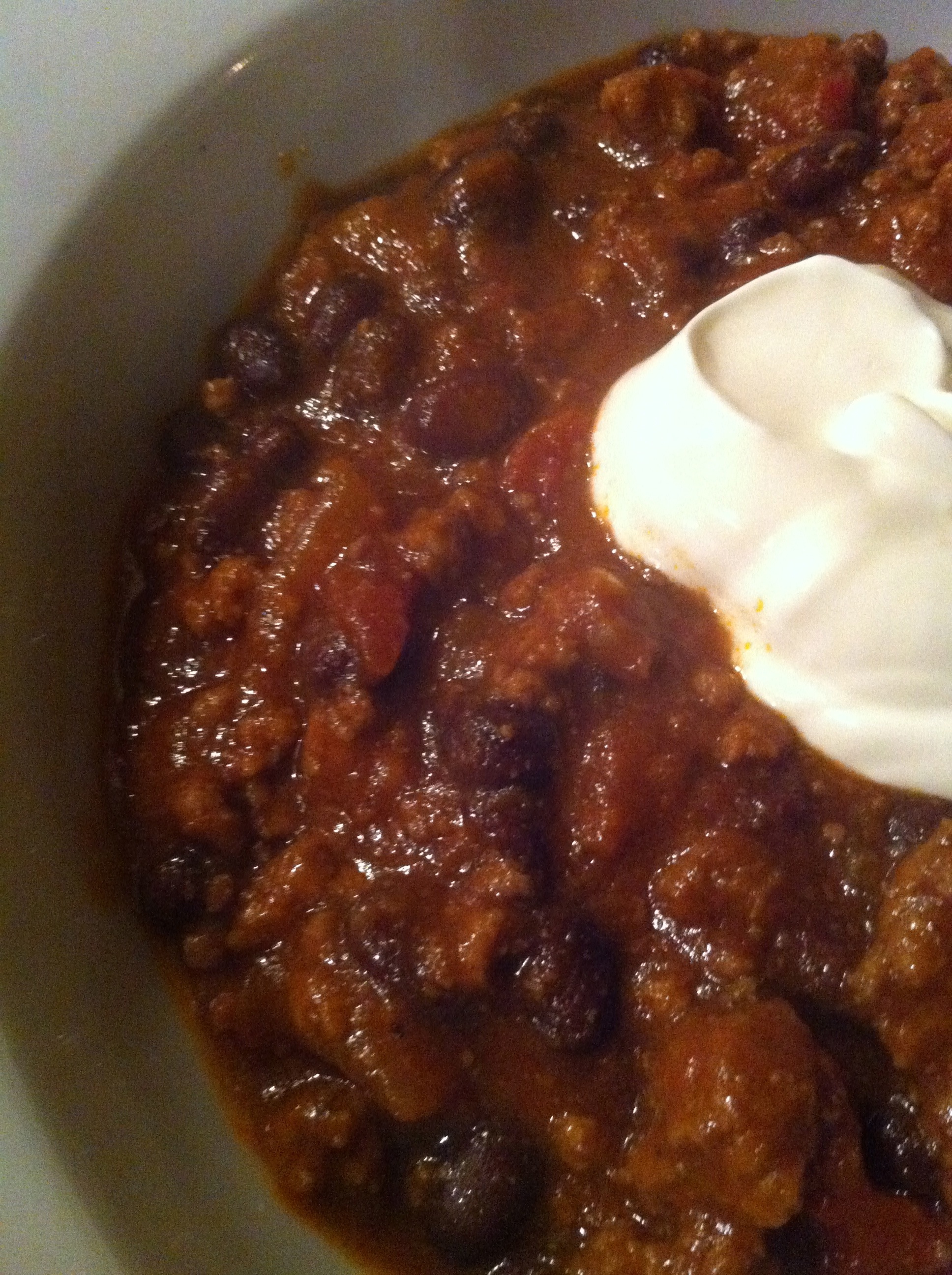 Black Bean Chili with a dollop of Sour Cream! (Photo Credit: Adroit Ideals)