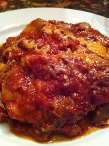 A slice of Sausage, Mushroom and Shallot Lasagna! (Photo Credit: Adroit Ideals)
