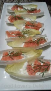 Smoked Salmon with Herbed Creme Fraiche on Endive Boats (Photo Credit: Adroit Ideals)