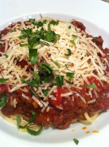 My favorite Spaghetti and Meat Sauce! (Photo Credit: Adroit Ideals)