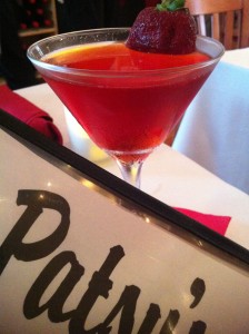The organic house-made strawberry vodka martini at Patsy's Restaurant (Photo Credit: Adroit Ideals)