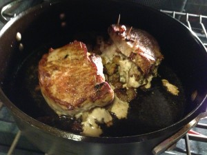 Seared Stuffed Pork Chops ready for the Oven (Photo Credit: Adroit Ideals)