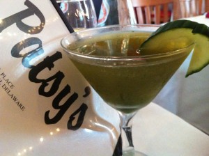 Gorgeous Thai Basil martini at Patsy's Restaurant.  Green goodness.  (Photo Credit: Adroit Ideals)