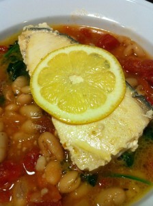 Grilled Fish Fillet over White Bean Stew (Photo Credit: Adroit Ideals)