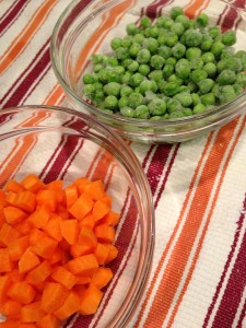 Diced carrots and frozen peas (Photo Credit: Adroit Ideals)