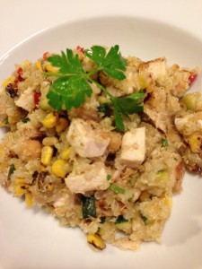 Healthy Quinoa Salad with Grilled Chicken and Roasted Corn (Photo Credit: Adroit Ideals)