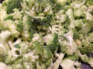 Coarsely chopped broccoli for the Creamy Broccoli Soup  (Photo Credit: Adroit Ideals)