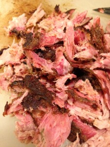 Pulled smoked pork -- tastes fantastic!  (Photo Credit: Adroit Ideals)