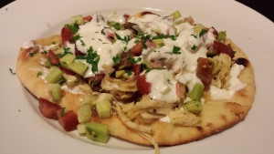 Open Face Gyro with Shredded Chicken, Tomatoes, Cucumbers, Shallots and drizzled with Tzatziki Sauce (Photo Credit: Adroit Ideals)