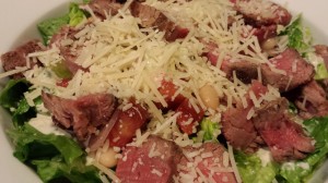 Steak Caesar Salad with Shredded Parmesan!  (Photo Credit: Adroit Ideals)