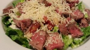 Steak Salad -  "His" version with Caesar dressing and shredded Parmesan (Photo Credit: Adroit Ideals)