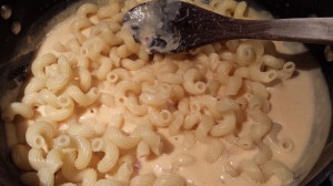 Add the cavatappi to the cheese sauce (Photo Credit: Adroit Ideals)