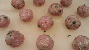 Ground turkey meatballs ready for the pan (Photo Credit: Adroit Ideals)