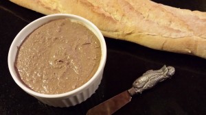 Hubby's Chicken Liver Pate goes great on a baguette!  (Photo Credit: Adroit Ideals)