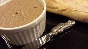 It's a party with Hubby's Chicken Liver Pate and a nice crusty baguette.  Add some red wine and you're on a roll!  (Photo Credit: Adroit Ideals)