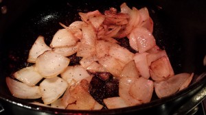 Saute the onions until lightly caramelized  (Photo Credit: Adroit Ideals)
