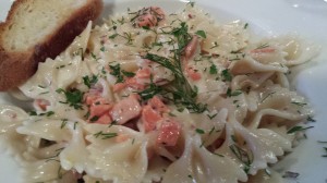 Use bow tie pasta with the smoked salmon if you don't have penne!  (Photo Credit: Adroit Ideals)