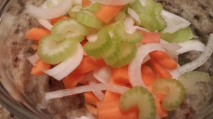 Sliced carrot, celery and sweet onion (Photo Credit: Adroit Ideals)