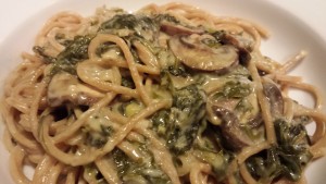 Toss some Garlicky Creamed Spinach and Arugula with some cooked Spaghetti and sauteed Mushrooms for a different dish (Photo Credit: Adroit Ideals)