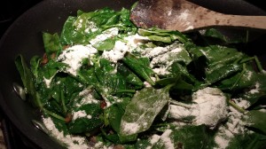 Sprinkle the flour over the spinach (Photo Credit: Adroit Ideals)