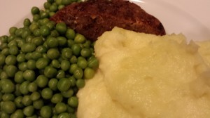 Comfort Food! Truffled Mashed Potatoes served with Meatloaf and Green Peas (Photo Credit: Adroit Ideals)