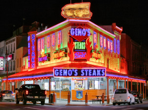 Geno's Steaks serves famous Cheese Steak Sandwiches in Philadelphia, PA (Photo Credit: Wikipedia.org)