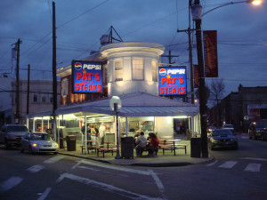 Across the street, Pat's King of Steaks in Philadelphia, PA goes head-to-head with Geno's for the title of Best Cheese Steak (Photo Credit: Wikipedia.org)
