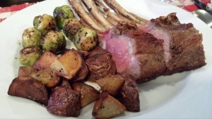 Roasted Potatoes and Brussels Sprouts with Rack of Lamb (Photo Credit: Adroit Ideals)