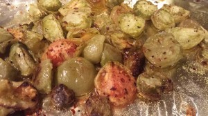 Roasted Green Tomatoes!  Goes great as a side dish with Roasted Chicken or as part of a Green Chile Sauce. (Photo Credit: Adroit Ideals)
