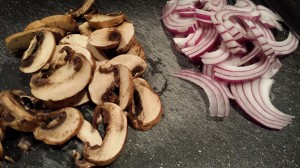 Slice some mushrooms and onion (Photo Credit: Adroit Ideals)