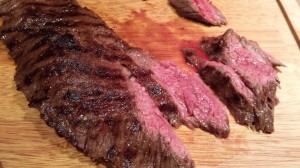 Perfectly cooked marinated skirt steak for fajitas (Photo Credit: Adroit Ideals)