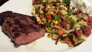 Colorful Chopped Salad with a piece of Grilled Steak (Photo Credit: Adroit Ideals)