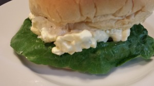 Easy Egg Salad Sandwich on a Potato Roll with Lettuce (Photo Credit: Adroit Ideals)