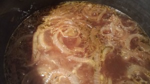 Simmer the onion thyme soup  (Photo Credit: Adroit Ideals)