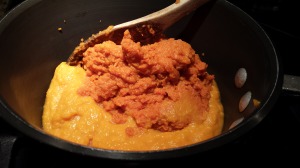 Mix together the butternut squash puree and the pumpkin puree (Photo Credit: Adroit Ideals)