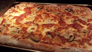 Chicken Sausage Pizza fresh from the oven (Photo Credit: Adroit Ideals)