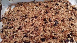 The baked granola is cooling (Photo Credit: Adroit Ideals)