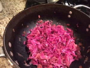 The braised cabbage is ready to plate (Photo Credit: Adroit Ideals)