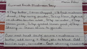 Marcia's Original Curried Mushroom Soup Recipe Side 1 (Photo Credit: Adroit Ideals)