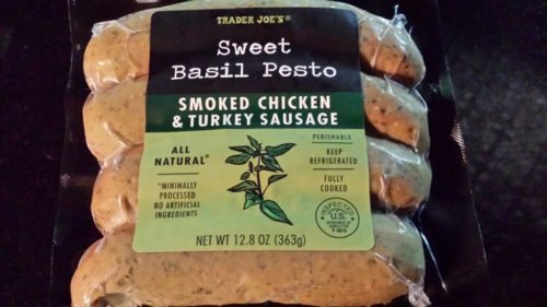 Trader Joe's Sweet Basil Pesto Sausage (Photo Credit: Adroit Ideals)