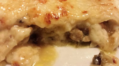 Look at those layers in this delicious White Rabbit Lasagna (Photo Credit: Adroit Ideals)