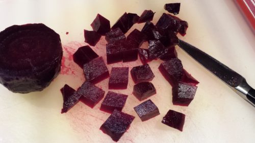 Roast, peel, and dice the beets  (Photo Credit: Adroit Ideals)