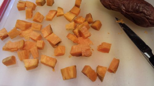 Roast, peel and dice the sweet potatoes (Photo Credit: Adroit Ideals)