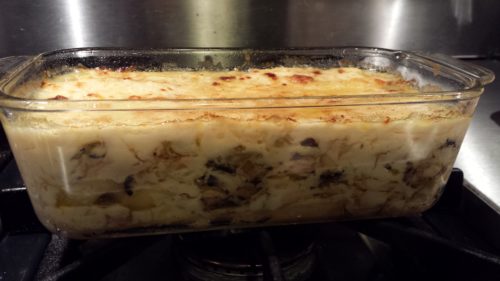 White Rabbit Lasagna: Luscious layers of rabbit meat, mushrooms, ricotta, and a creamy camembert sauce (Photo Credit: Adroit Ideals)