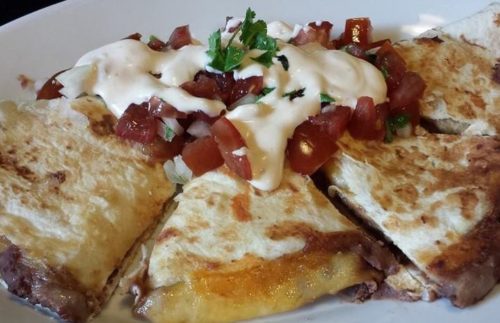black bean quesadilla with four cheeses