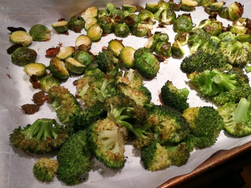 Roasted vegetables are done