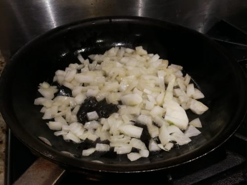 Saute diced onion
