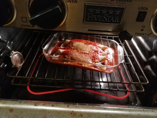 Bake the enchiladas in the oven