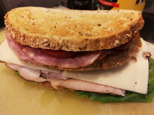 Whole sandwich ready to slice